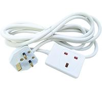 Netagon Single 1 Gang 13A Extension Lead Cable Electric UK Mains Plug Socket - Available in Black, White & Various Sizes (10 Metre, White)