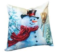 Netagon Snowman Design Christmas Themed Cushion 45X45CM in White | Size: 45X45 cm Netagon White 45X45 cm