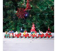 Netagon St Helens Home And Garden Wooden Christmas Train Set Decoration In Red
