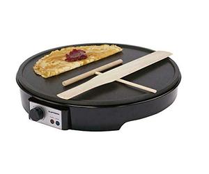 Netagon Traditional 1000W Electric Pancake, Omelettes, Flatbread & Crepe Maker 12" Hot Plate Pan Machine and Utensils - Black