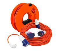 Netagon Travel Kit Heavy Duty Extension Lead Cable with Reel & Hook Up Adaptor | 240V 16a Mains Power | Ideal for Camping Caravan Campervan & Motorhome (25M Extension Lead with Cable Reel, EU Hook Up)