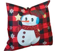 Netagon Xmas Haus Christmas Themed Cushion Snowman Red/black Linen
