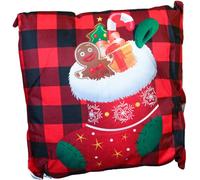 Netagon Xmas Haus Christmas Themed Cushion Stocking Red/black Linen