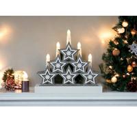 Xmas Haus Natural Festive Wood Led Light Up Christmas Candle Arch With Stars Battery Operated