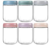 NETANY 6-pack 16 oz Overnight Oats Containers with Lids, Glass jars with Airtight Lids, Wide mouth Mason Salad jars, Glass Food Storage Containers for Snacks Yogurt Spice Sugar