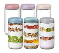 NETANY 6-pack 24oz Glass jars with Airtight Lids, Overnight Oats Containers with Lids, Wide mouth Mason Salad jars, Glass Food Storage Containers for Snacks Yogurt Spice Sugar