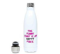 NetballGirlCode Hydro Water Bottle - Tennis Gift for Women Girls Players & Coaches - The Tennis Court is my Happy Place
