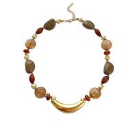 Netbiio Artisan Natural Stone Statement Necklace Metal Clavicle Chain Jewelry for Casual Occasion Fashion Beaded Necklace