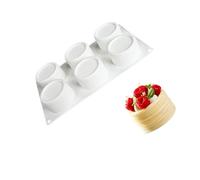 Netbiio Individual Dessert Shaper | Silicone Round Mousse Mold with Six Cavities, Patterned Side Detail, Batch Kitchen Baking Accessory for Parties