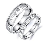 [Netbiio] Letter Decorative Cool Wind Opening Couple Ring Korean Women and Men European Wedding Band Couple Set His and Her Promise