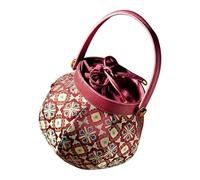 [Netbiio] Small handbag with pattern inside section Perfect for tea table or everyday use Bags are decorated with sewing thread Vintage woven crossbody bag featuring smooth closure and spacious main