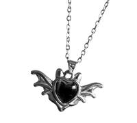 Netbiio Unique Gothic Winged Heart Necklace in Alloy Metal Beautiful Collarbone Chain Accessory for Everyday Wear Gothic Fashion Alloy Necklace