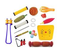 NETCLUB Accupressure kit Massager Tools Combo Foot Roller Wooden Mat Magneto Therapy Advance Finger Massager Shoe Sole 5 sujok Ball Rings Kit fitness kit home gym massager