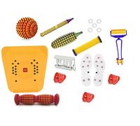 NETCLUB Accupressure Massager Tools Combo Kit with 3 Thumb pad Foot Roller Magnetic Power Foot Mat Stress and Pain Relief sujok kit yoga mat body Massager