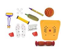 NETCLUB Accupressure Massager Tools Combo Kit with Foot Roller Magnetic Power Foot Mat 2 Thumb pad Stress and Pain Relief sujok kit yoga mat body Massager