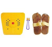 NETCLUB Acupressure Khadau Wooden Unisex Crafts Wooden Relaxing Acupressure Foot Feet Massager Slippers chappal free size with acupressure magnetic mat with finger massager