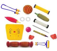 NETCLUB Acupressure kit sujok Kit Combo with Sujok Ring Finger Massager & Foot Roller Yoga Foot Mat Pyramidal Cuts fitness kit blood circulation tummy slimming pain stress relief body Massager