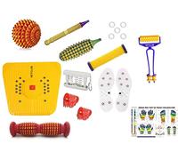 NETCLUB Acupressure kit Tools Kit Foot Roller Wooden Mat Magneto Therapy Massager Height growth Shoe Sole 5 Massage Rings fitness kit yoga mat Sujok kit blood circulation pain relief body massager