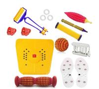 NETCLUB Acupressure Massager Tools Combo Kit with Multipurpose Roller Massager Pyramidal cuts Bio-Magnetic Power Foot Mat Magneto-Therapy for Stress and Pain Relief yoga mat finger massager