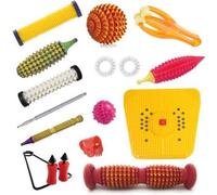 NETCLUB Acupressure Massager Tools Kit Combo With Finger Massager & Foot Roller, Foot Mat- Pyramidal Cuts finger massager accupressure kit fitness kit home gym