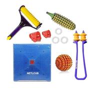 NETCLUB Acupressure tool kit combo Yoga mat wooden ball karela big handle fitness mat kit pain & stress relief home gym slim tummy shaper body massager