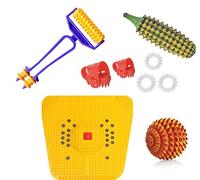 NETCLUB Acupressure Wooden Foot Roller Acupressure Magnetic Stress Mat Combo Kit With big handle roller for Stress and Pain Relief home gym fitness kit yoga mat