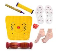 NETCLUB NC-48 Acupressure Massager Tools Combo Kit with Pyramidal Roller, Bio-Magnetic Power Foot Mat Magneto-Therapy for Stress and Pain Relief & Silicone Gel Anti Crack Heel Socks Pad With thumb pad