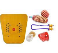 NETCLUB Set of 7 Pc Acupressure kit yoga Mat Ring Thumb Pad, Wooden Karela Ball Power Foot Mat Combo blood circulation pain & stress relief slimming tummy shaper body massager