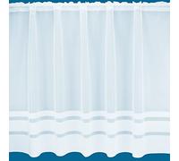 NetCurtainsUK Alaska Stripe Semi Plain White Net Curtain - Sold By The Metre (Drop: 122cm (48'')), (ALASKANET01)