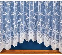 NetCurtainsUK Butterfly Jardiniere Arched Floral Pattern Net Curtains In White - Sold in Set Sizes (254cm (100'') Wide x 114cm (45'') Drop) (BUTTERFLYJARD01)
