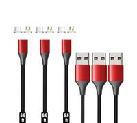 NetDot 10th Generation Magnetic Cable,Fast Charging and Data Transfer for Micro USB and USB-C Smartphones Samsung,LG,Sony,Google,Nokia and more(2m/3 pack red)