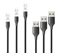 NetDot 10th Generation Magnetic Cable,Fast Charging and Data Transfer for Micro USB & USB-C Smartphones Samsung,LG,Sony,Google and i-Product(3 pack black/1m,1.5m,2m)