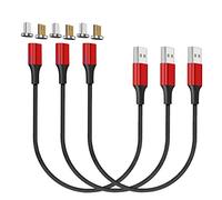 NetDot Gen10 Micro usb and USB-C Nylon Braided Magnetic Fast Charging Cable with Side LED compatible with Android Device(0.3m/3 pack red)