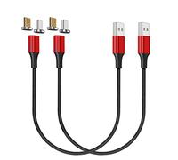 NetDot Gen10 Micro usb and USB-C Nylon Braided Magnetic Fast Charging Cable with Side LED compatible with Android Device(0.3m/2 pack red)