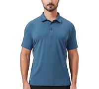 netdraw Mens Lightweight Bamboo Viscose Polo Ultra Soft Curved Hem UPF 50+ Casual Collared Golf Shirt, Teal Heather, Medium