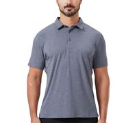 netdraw Mens Lightweight Bamboo Viscose Polo Ultra Soft Curved Hem UPF 50+ Casual Collared Golf Shirt, Grey Heather, Medium