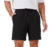 netdraw Men's Ultra Cozy Viscose Bamboo Cotton Sweat Shorts 7'' Workout Casual Lounge Gym Shorts with Pockets, Black, Large