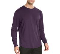 netdraw Men's Ultra Soft Bamboo T-Shirt Curve Hem Lightweight Cooling Long/Short Sleeve Casual Basic Tee Shirt, Long Sleeve Plum Purple, Large
