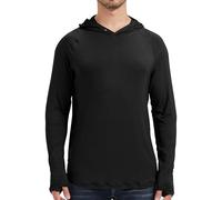 netdraw Men's Ultra-Soft Bamboo Viscose Hoodie Shirt UPF 50+ Sun Protection Long Sleeve Lightweight UV Shirt, Ultra Light Black, S