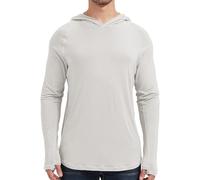 netdraw Men's Ultra-Soft Bamboo Viscose Hoodie Shirt UPF 50+ Sun Protection Long Sleeve Lightweight UV Shirt, Platinum, S