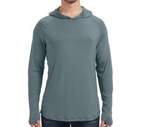 netdraw Men's Ultra-Soft Bamboo Viscose Hoodie Shirt UPF 50+ Sun Protection Long Sleeve Lightweight UV Shirt, Deep Sage, Large
