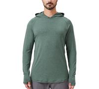 netdraw Men's Ultra-Soft Bamboo Viscose Hoodie Shirt UPF 50+ Sun Protection Long Sleeve Lightweight UV Shirt, Moss Heather, Medium