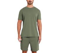 netdraw Men's Ultra Soft Bamboo Viscose Pajama Sets Lightweight Comfy Lounge Sleep Short Sleeve Pjs Sleepwear, Olive Green, XL