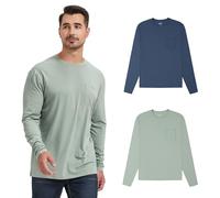 netdraw Men's Ultra Soft Bamboo Viscose Pocket T-Shirt Classic Fit Lightweight Cooling Short Sleeve Casual Basic Shirt, 2-pack Ls Pacific Blue/Sage, Medium
