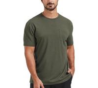 netdraw Men's Ultra Soft Bamboo Viscose Pocket T-Shirt Classic Fit Lightweight Cooling Short Sleeve Casual Basic Shirt, Olive Green, XL Tall