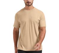 netdraw Men's Ultra Soft Bamboo Viscose Pocket T-Shirt Classic Fit Lightweight Cooling Short Sleeve Casual Basic Shirt, Tan, 3XL