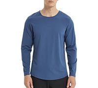 netdraw Men's Ultra Soft Bamboo Viscose T-Shirt Curve Hem Lightweight Cooling Short/Long Sleeve Casual Basic Tee Shirt, Blue, Medium