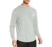 netdraw Men's Ultra Soft Bamboo Viscose T-Shirt Curve Hem Lightweight Cooling Short/Long Sleeve Casual Basic Tee Shirt, Long Sleeve Fog Grey, XXL