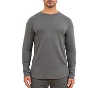 netdraw Men's Ultra Soft Bamboo Viscose T-Shirt Curve Hem Lightweight Cooling Short/Long Sleeve Casual Basic Tee Shirt, Long Sleeve Charcoay Gray, XL Tall