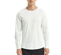 netdraw Men's Ultra Soft Bamboo Viscose T-Shirt Curve Hem Lightweight Cooling Short/Long Sleeve Casual Basic Tee Shirt, White, XL